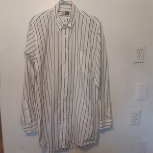 Wearguard Button Up Shirt Mens Large White Striped Long Sleeve Work
